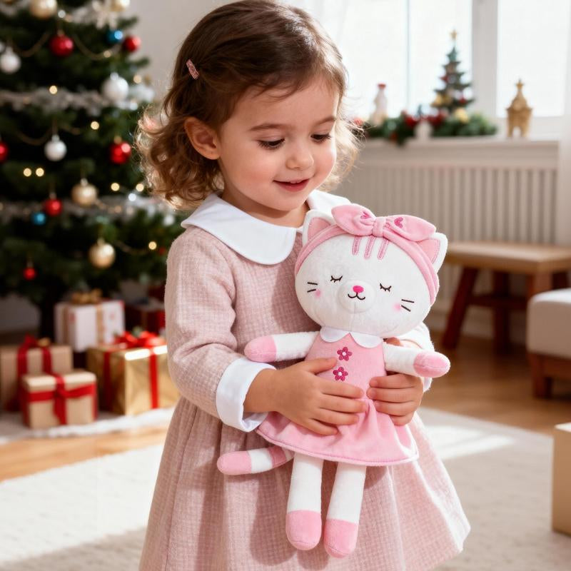 Lazada Christmas Plush Cat Doll Soft 15'' Stuffed Animal Toy for Baby Girls, Adorable Holiday Gift for Xmas and Birthday, Cozy Cuddle Toy for Kids