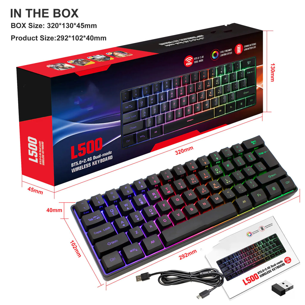 RGB 61-Key Wired Gaming Keyboard with RGB Backlight