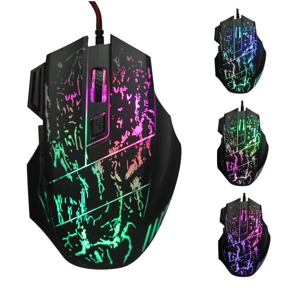 HXSJ Flowing Crack RGB Gaming Mouse with 3200 DPI
