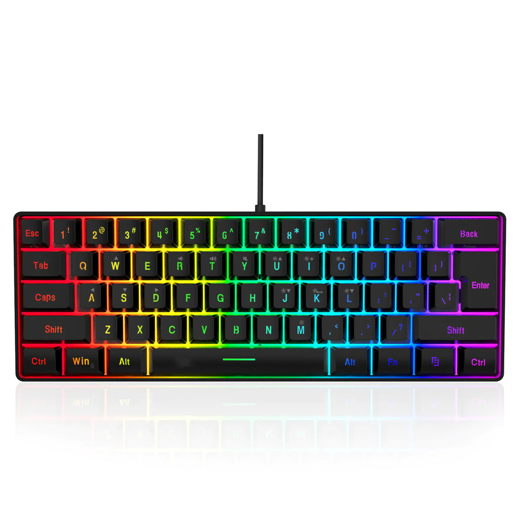 RGB 61-Key Wired Gaming Keyboard with RGB Backlight