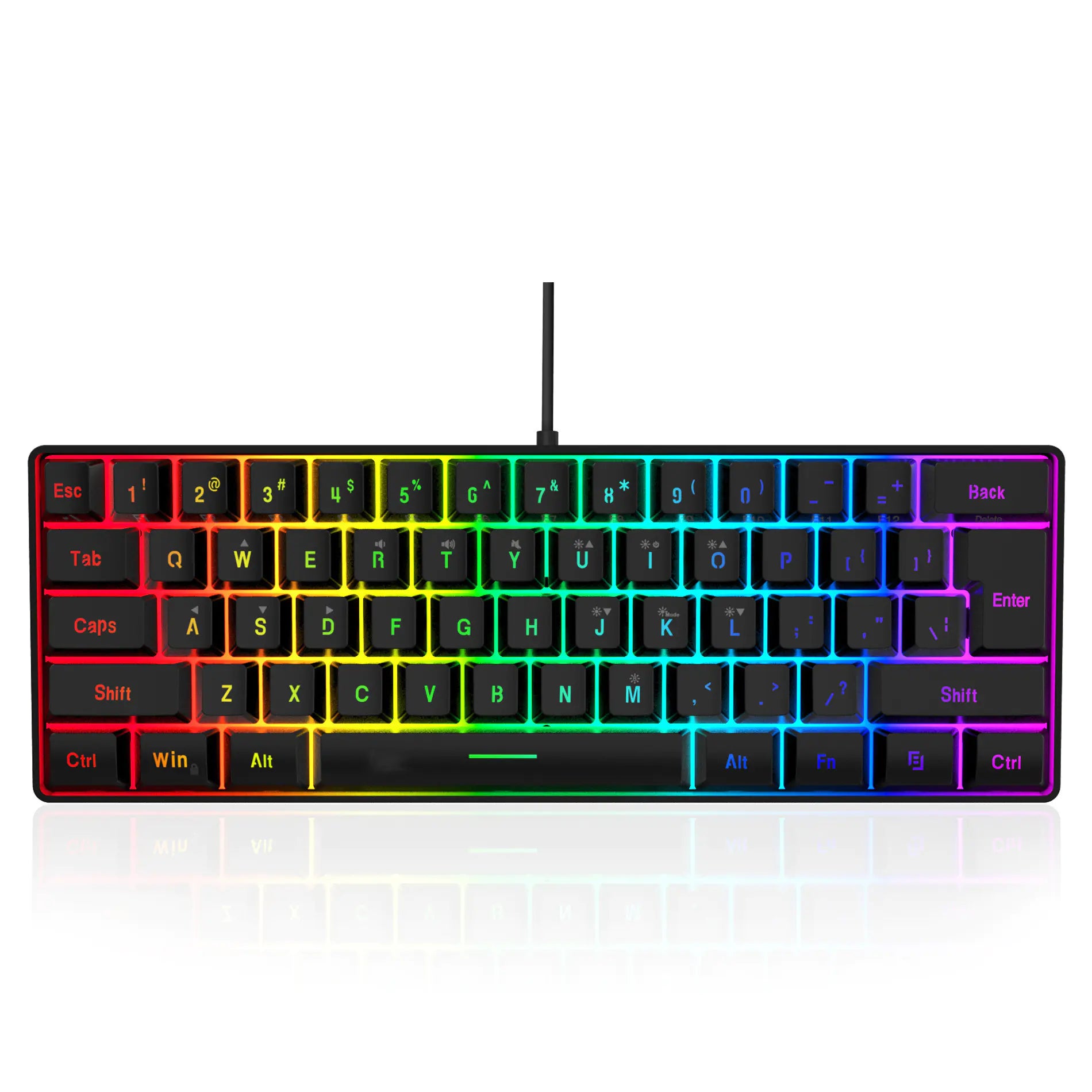 RGB 61-Key Wired Gaming Keyboard with RGB Backlight