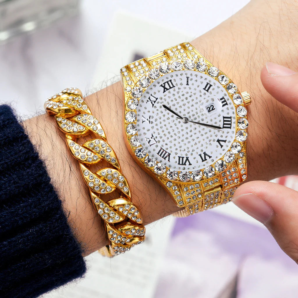 Steel Band Calendar Large Dial Quartz Watch